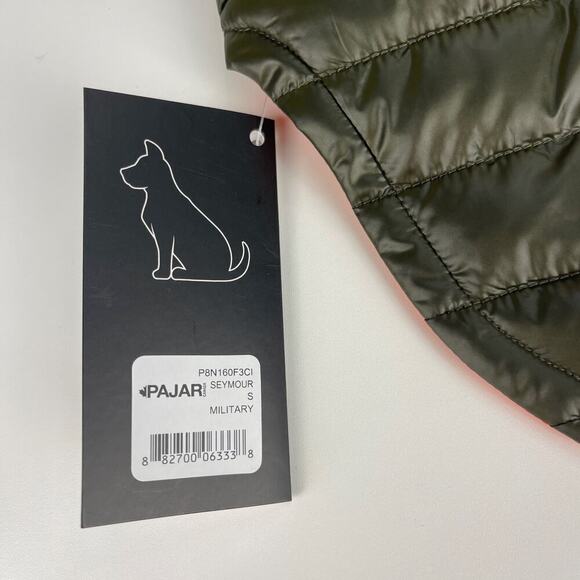 Pajar Pup Seymour Lightweight Dog Puffer Jacket Military Green Orange Size Small - Picture 9 of 12